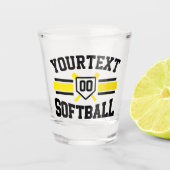 Gepersonaliseerde ADD NAAM Softball Speler Varsity Shot Glas (Voorkant)