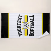 Gepersonaliseerde ADD NAAM Softball Speler Varsity Strandlaken (Voorkant)