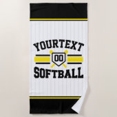 Gepersonaliseerde ADD NAAM Softball Speler Varsity Strandlaken (Voorkant)