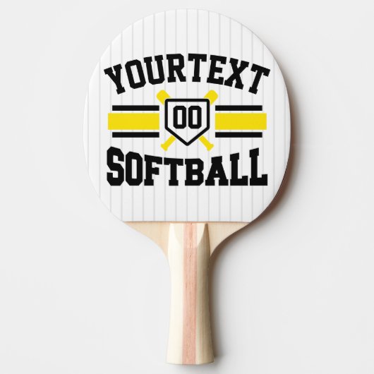Gepersonaliseerde ADD NAAM Softball Speler Varsity Tafeltennisbatje (Voorkant)
