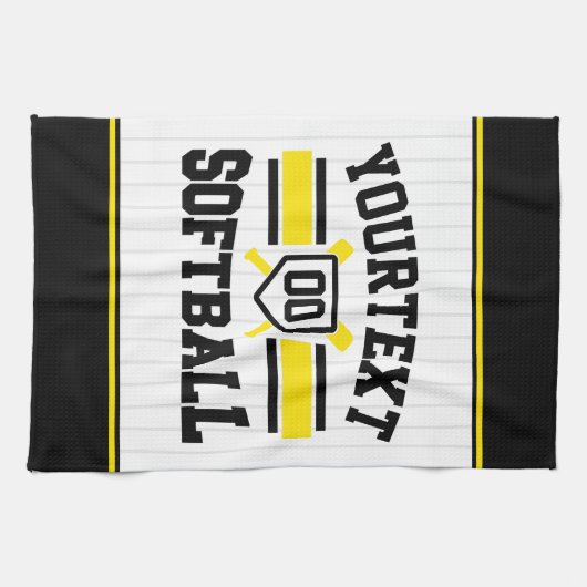 Gepersonaliseerde ADD NAAM Softball Speler Varsity Theedoek (Horizontaal)