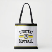 Gepersonaliseerde ADD NAAM Softball Speler Varsity Tote Bag (Voorkant)