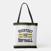 Gepersonaliseerde ADD NAAM Softball Speler Varsity Tote Bag (Achterkant)