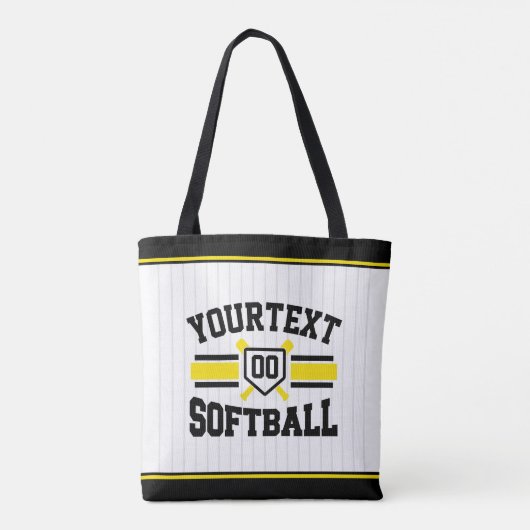 Gepersonaliseerde ADD NAAM Softball Speler Varsity Tote Bag (Achterkant)