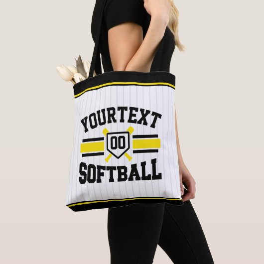 Gepersonaliseerde ADD NAAM Softball Speler Varsity Tote Bag (Dichtbij)