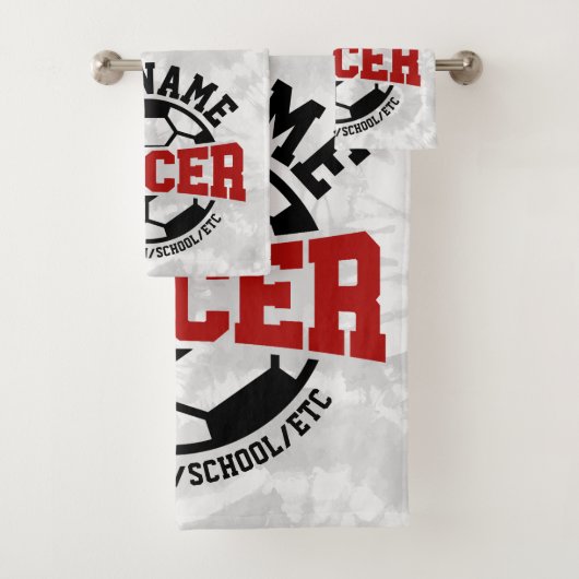 Gepersonaliseerde ADD NAAM Voetbalspeler Team Stro Bad Handdoek (Insitu)