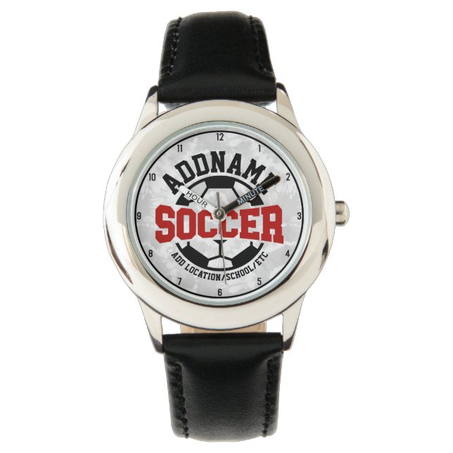 Gepersonaliseerde ADD NAAM Voetbalspeler Team Stro Horloge (Voorkant)