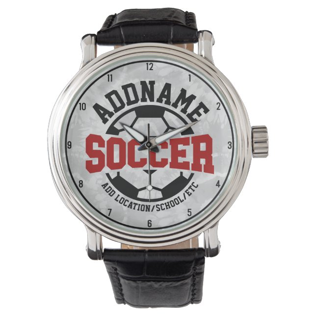 Gepersonaliseerde ADD NAAM Voetbalspeler Team Stro Horloge (Voorkant)