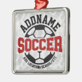 Gepersonaliseerde ADD NAAM Voetbalspeler Team Stro Metalen Ornament (Links)
