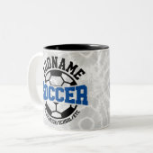 Gepersonaliseerde ADD NAAM Voetbalspeler Team Stro Tweekleurige Koffiemok (Voorkant links)
