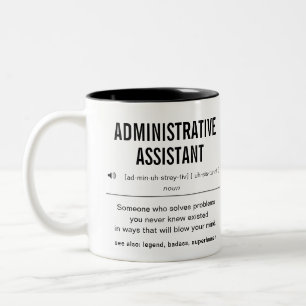 Gepersonaliseerde administratieve assistent grappi tweekleurige koffiemok
