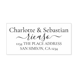 Gepersonaliseerde adres elegante scroll tekst rubberstempel