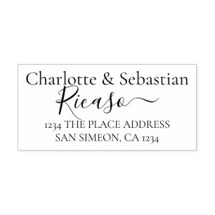 Gepersonaliseerde adres elegante scroll tekst rubberstempel