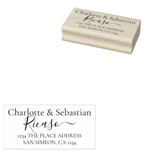 Gepersonaliseerde adres elegante scroll tekst rubberstempel (Gestempeld)