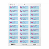 Gepersonaliseerde adreslabels met roze vlinder etiket (Full Sheet)