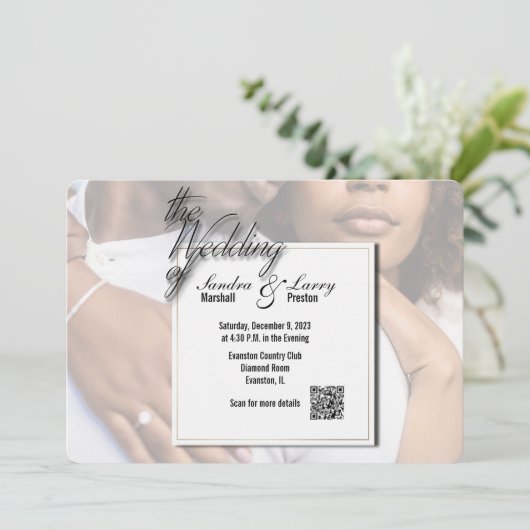 Gepersonaliseerde afbeelding bruiloft uitnodigen m kaart (Staand voorkant)