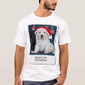 Gepersonaliseerde Afbeelding Hond's eerste kerst V T-shirt (Voorkant)