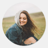 Gepersonaliseerde Afbeelding Sticker, Aangepaste F Ronde Sticker (Voorkant)