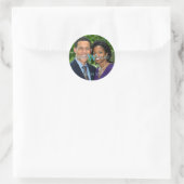 Gepersonaliseerde Afbeelding Turquoise ronde Stick Ronde Sticker (Tas)