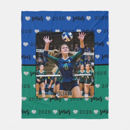 Gepersonaliseerde Afbeelding Volleybal Senior Gift Fleece Deken (Voorkant)