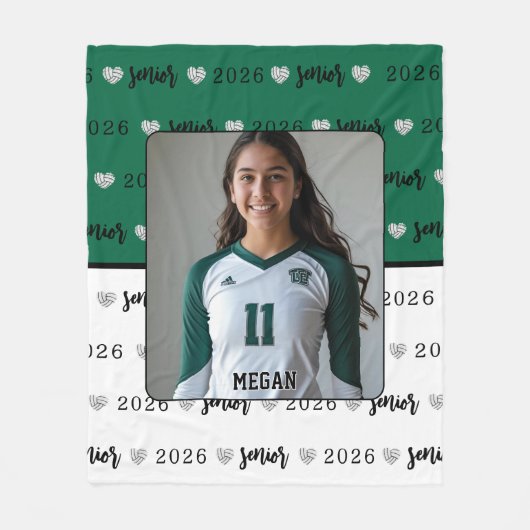 Gepersonaliseerde Afbeelding Volleybal Senior Gift Fleece Deken (Voorkant)