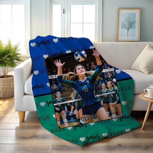 Gepersonaliseerde Afbeelding Volleybal Senior Gift Fleece Deken