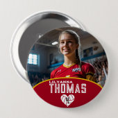 Gepersonaliseerde Afbeelding Volleybal Speler Naam Ronde Button 4,0 Cm (Voorkant /achterkant)