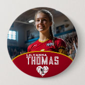 Gepersonaliseerde Afbeelding Volleybal Speler Naam Ronde Button 4,0 Cm (Voorkant)