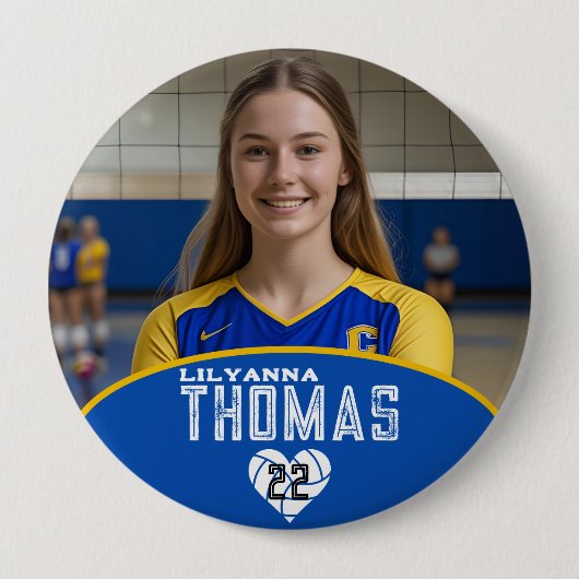 Gepersonaliseerde Afbeelding Volleybal Speler Naam Ronde Button 4,0 Cm (Voorkant)