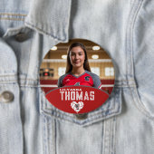 Gepersonaliseerde Afbeelding Volleybal Speler Naam Ronde Button 4,0 Cm (In situ)