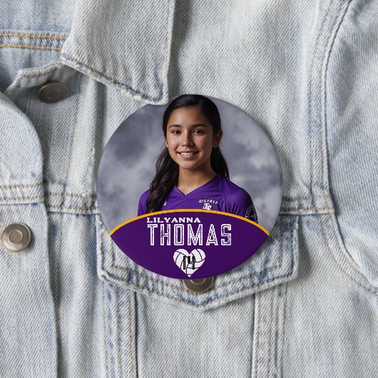 Gepersonaliseerde Afbeelding Volleybal Speler Naam Ronde Button 4,0 Cm (In situ)