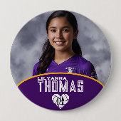 Gepersonaliseerde Afbeelding Volleybal Speler Naam Ronde Button 4,0 Cm (Voorkant)