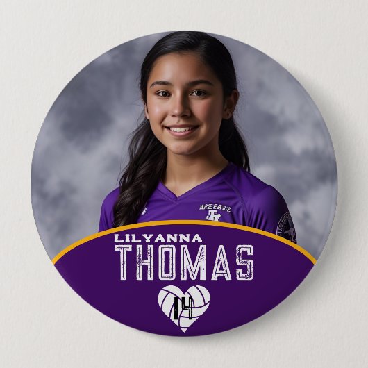 Gepersonaliseerde Afbeelding Volleybal Speler Naam Ronde Button 4,0 Cm (Voorkant)