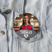 Gepersonaliseerde Afbeelding Volleybal Speler Naam Ronde Button 4,0 Cm (In situ)