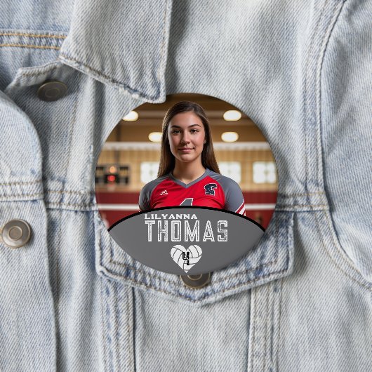 Gepersonaliseerde Afbeelding Volleybal Speler Naam Ronde Button 4,0 Cm (In situ)