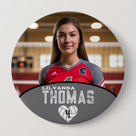 Gepersonaliseerde Afbeelding Volleybal Speler Naam Ronde Button 4,0 Cm (Voorkant)