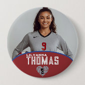 Gepersonaliseerde Afbeelding Volleybal Speler Naam Ronde Button 4,0 Cm (Voorkant)