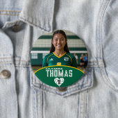 Gepersonaliseerde Afbeelding Volleybal Speler Naam Ronde Button 4,0 Cm (In situ)