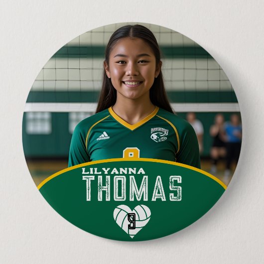 Gepersonaliseerde Afbeelding Volleybal Speler Naam Ronde Button 4,0 Cm (Voorkant)