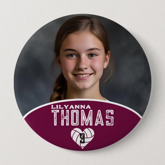 Gepersonaliseerde Afbeelding Volleybal Speler Naam Ronde Button 4,0 Cm (Voorkant)