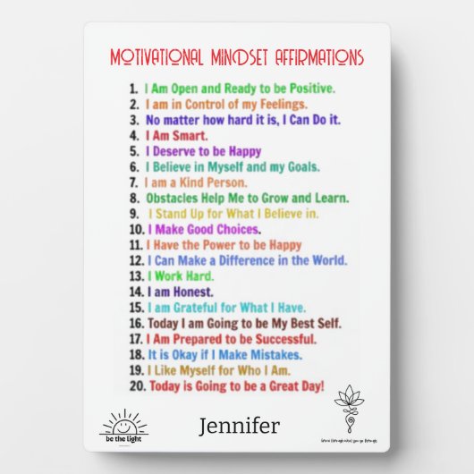 Gepersonaliseerde affirmaties Plaque Fotoplaat (voorkant)