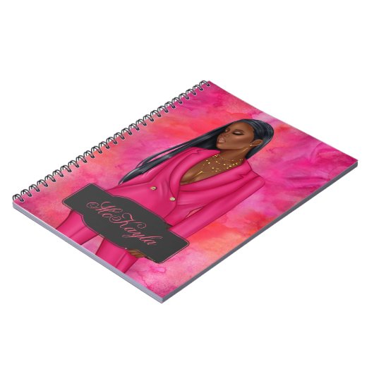 Gepersonaliseerde Afrikaans-Amerikaanse CEO Boss W Notitieboek (Linkerzijde)