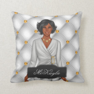 Gepersonaliseerde Afrikaans-Amerikaanse Mode-vrouw Kussen