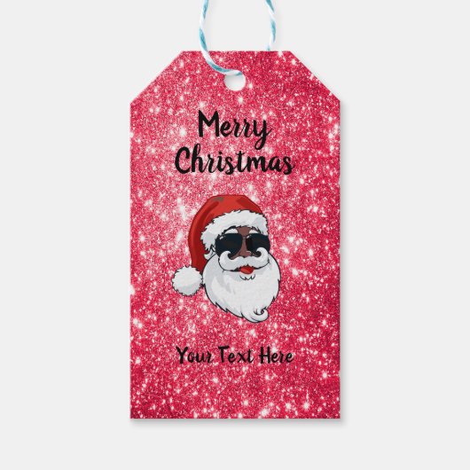 Gepersonaliseerde Afrikaanse Amerikaanse Santa Gif Cadeaulabel (Voorkant)