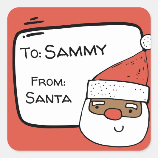 Gepersonaliseerde Afrikaanse Amerikaanse Santa Gif Vierkante Sticker (Voorkant)