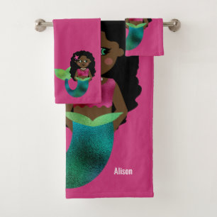 Gepersonaliseerde Afrikaanse Faux Foil Black Merma Bad Handdoek