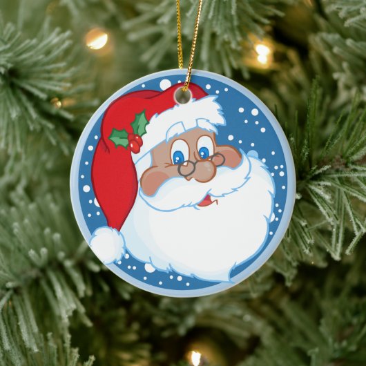 Gepersonaliseerde Afrikaanse Kerstman Keramisch Ornament (Boom)