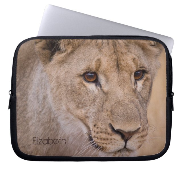 Gepersonaliseerde Afrikaanse Leeuw Laptop Mouw Laptop Sleeve (Voorkant)