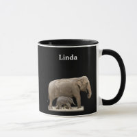 Gepersonaliseerde Afrikaanse olifant op zwart