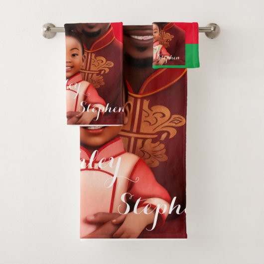 Gepersonaliseerde Afro-Amerikaanse familie, zwarte Bad Handdoek (Insitu)